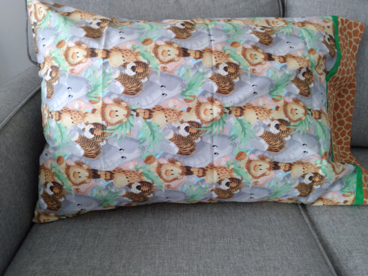 100% Cotton Pillowcase Lions Tigers Monkeys Animal Print