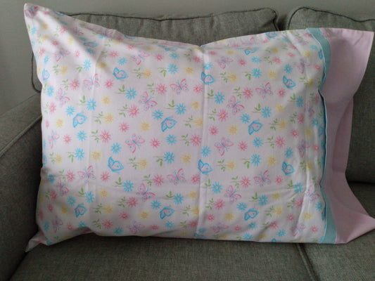 100% Cotton Pillowcase Butterflies Flowers Pink