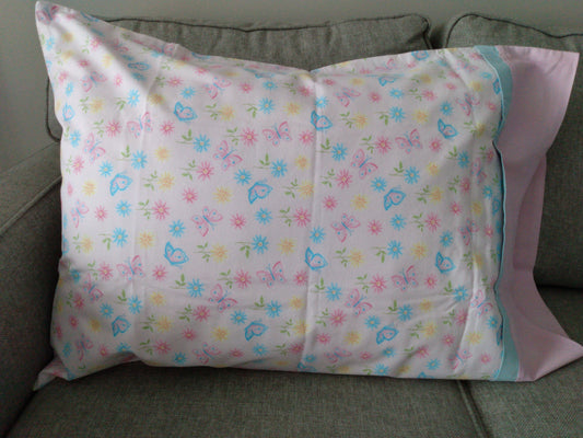 100% Cotton Pillowcase Pink Daisies Butterfly