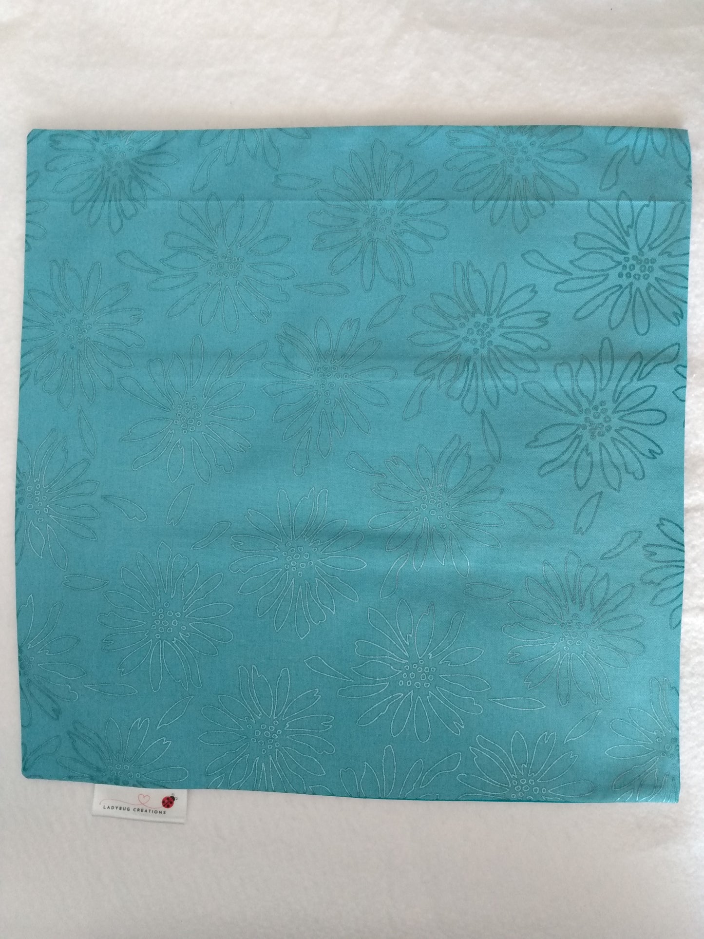 Cushion Cover Floral Teal Cotton