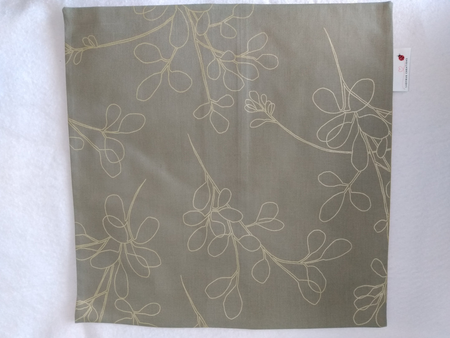 Cushion Cover Floral Beige Cotton