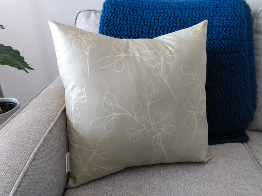 Cushion Cover Floral Beige Cotton