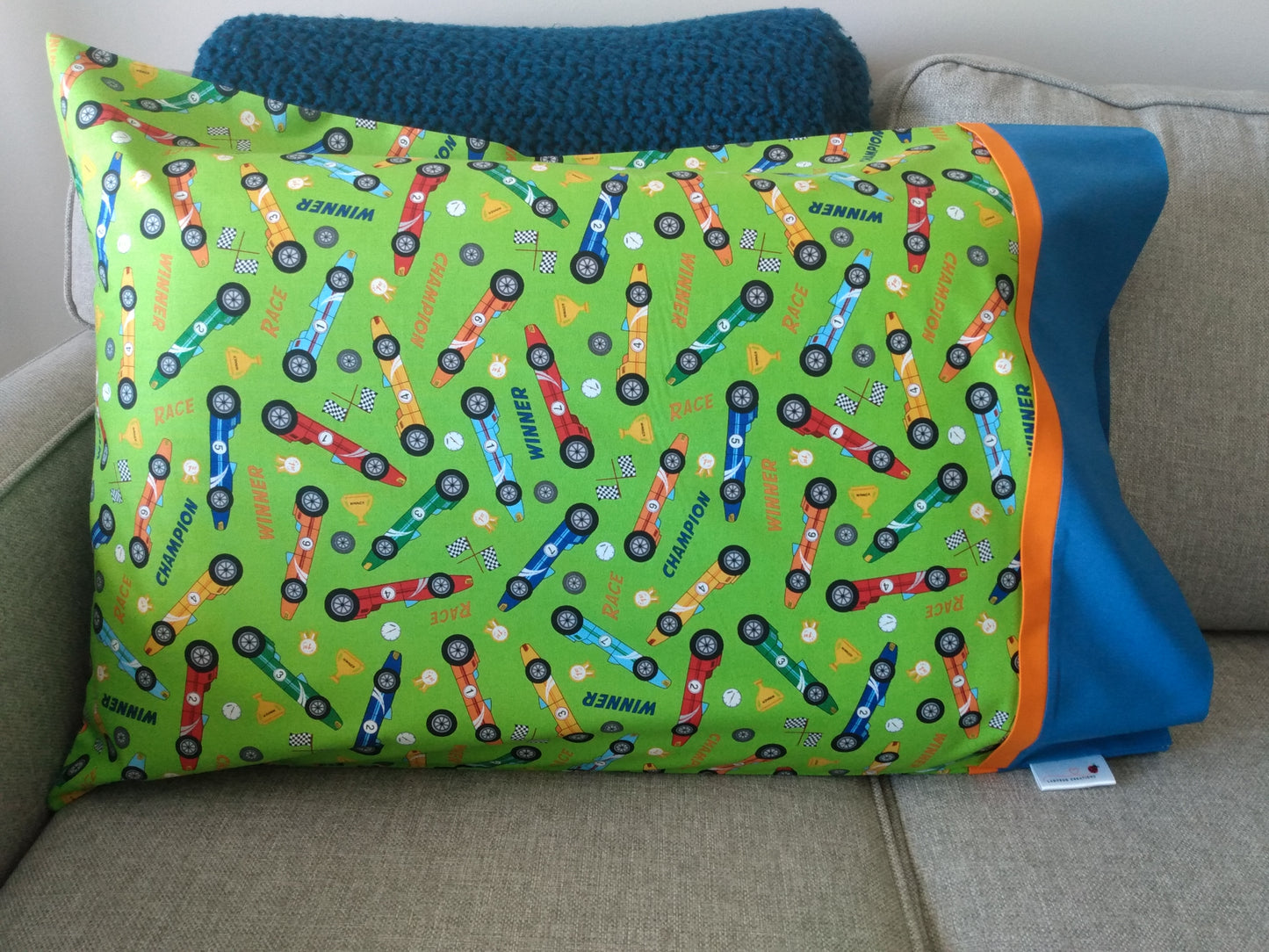 100% Cotton Pillowcase Bold Racing Green Blue Orange